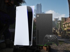 PS5- und Xbox-Konsolen mit Fable-Hintergrund (Bildquelle: Xbox Gaming, Sony PlayStation mit Bearbeitungen)