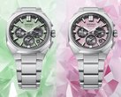 Die Seiko Astron HAB005J1 und HAB006J1, vor einem stilisierten Hintergrund dargestellt