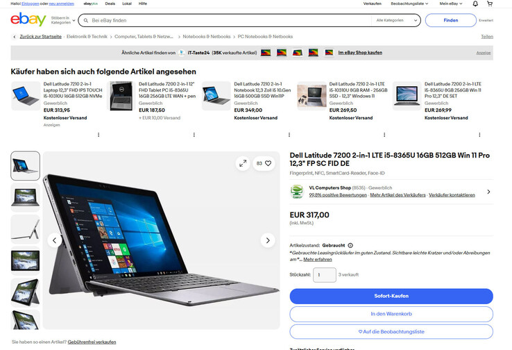 Dell Latitude 7200 im Refurbished-Deal für 317 Euro.