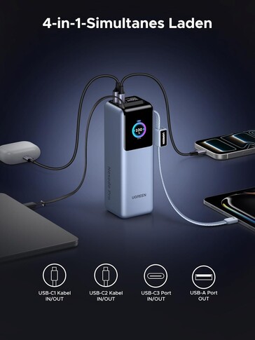 Vier Geräte lassen sich gleichzeitig aufladen