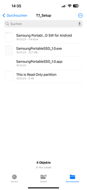 PSSD T7 mit Passwortschutz im iOS-Dateimanager
