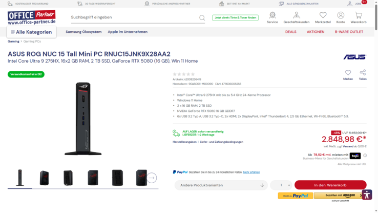 ASUS ROG NUC 15 RNUC15JNK9X28AA2 für 2.848,98 Euro.