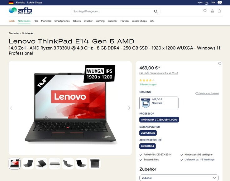 Lenovo ThinkPad E14 G5 21JR0060GE für 469 Euro.