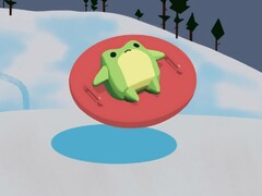 Im Bild: Eine Figur aus Sledding Game auf einem Schlitten.