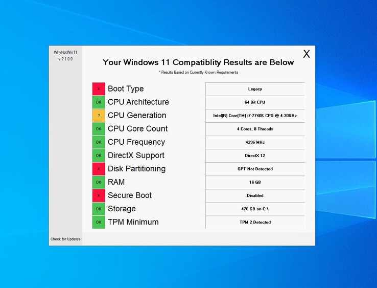 Hier müsste man noch einiges optimieren, um Windows 11 zum Laufen zu bekommen. Das Tool WhyNotWin11 zeigt im Detail woran es scheitert.