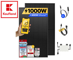 Solakon-Balkonkraftwerk mit bifazialen Solarmodulen von Ja Solar und FoxEss-Wechselrichter bei Kaufland