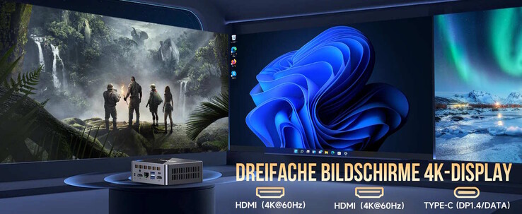 Es lassen sich drei Bildschirme nutzen (Bildquelle: GMKtec)