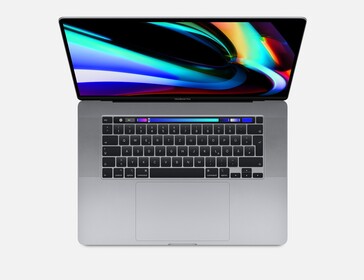 Das neue MacBook Pro 16 von oben mit geöffneten Bildschirm (Bild: Apple)