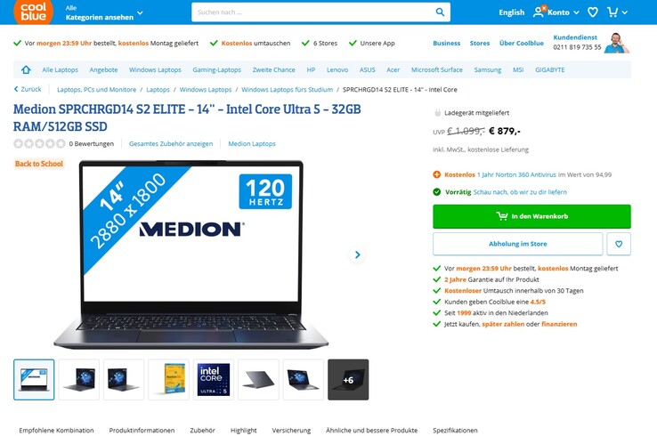 Medion SPRCHRGD 14 S2 für 879 Euro.
