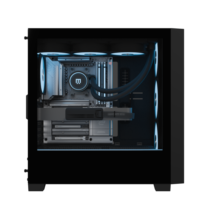 Ein Rendering der Seitenansicht des MG-1 Gaming-PCs.