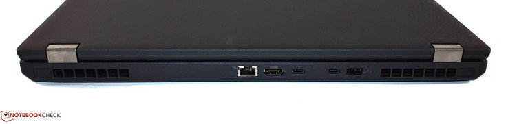 Rückseite: RJ45-Ethernet, HDMI, 2x Thunderbolt 3, Slim-Tip-Ladeanschluss