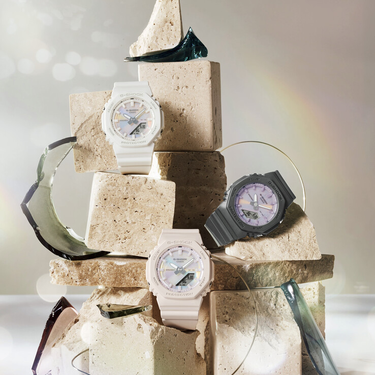 Von oben nach unten: Casio G-Shock GMA-P2100PC-7A, GMA-P2100PC-1A, und GMA-P2100PC-4A. (Bildquelle: Casio)