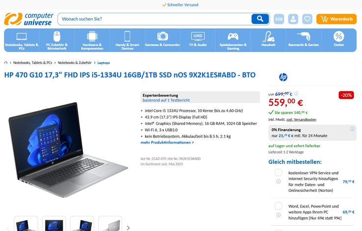 HP 470 G10 für 559 Euro.
