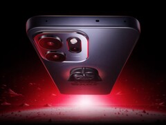 Das Oppo Reno14 F wird in der Star Wars Limited Edition mit dekorativem Todesstern geliefert. (Bildquelle: Oppo)