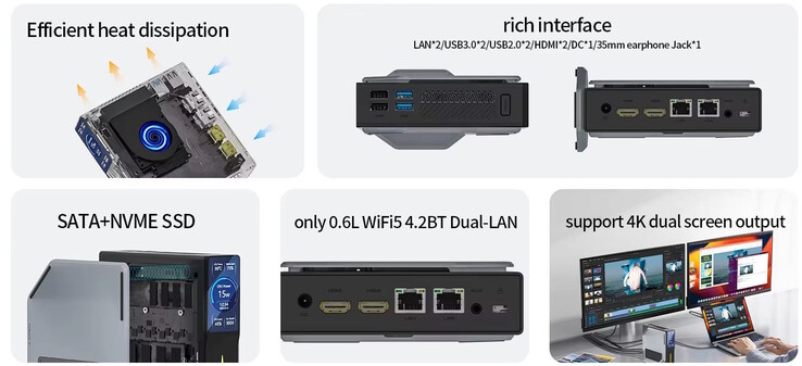 Zwei Display lassen sich nutzen, etwa USB Typ C fehlt komplett (Bildquelle: Firebat)