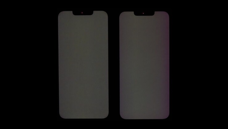 Das Display des Apple iPhone 14 (links) bietet eine gleichmäßigere Ausleuchtung als das Panel des iPhone 13 (rechts). (Bild: DxOMark)
