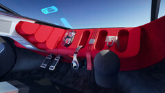 Peugeot Polygon Concept: Im Innenraum ersetzt eine Projektion auf die Windschutzscheibe das klassische Armaturenbrett, gesteuert wird mit dem eckigen Hypersquare (Bild: Peugeot).