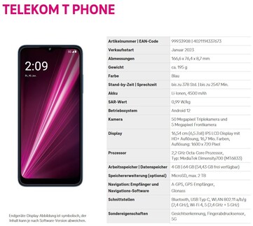 Telekom T Phone: Technische Spezifikationen