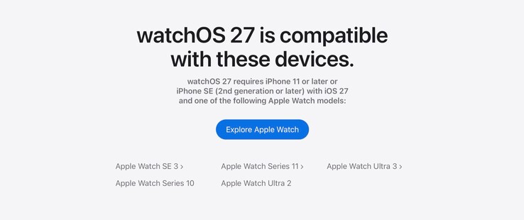 watchOS 27 ist nur mit wenigen Smartwatches kompatibel.