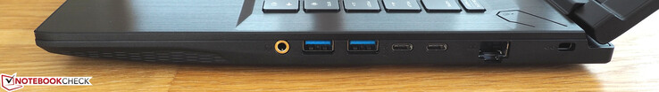 Rechte Seite: Audio, 2x USB-A 3.0, 2x USB-C 3.0, RJ45-LAN, Kensington Lock