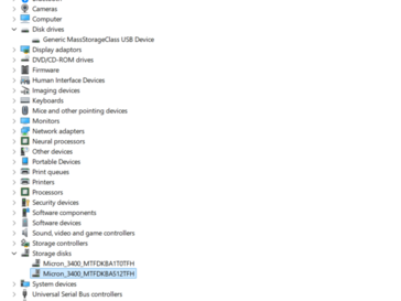 Nach dem Hack dagegen unter Storage disks beziehungsweise (Speichermedien).