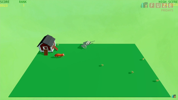 FUZE4: Ein 3D-Spiel mit fester Kamera, bei dem man Hühner vor einem Fuchs rettet. Innerhalb von 48 Stunden entwickelt. (Source: SwitchedOn)