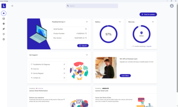 Lenovo Vantage Startbildschirm