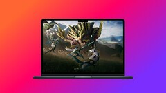 Apple MacBook vor farbigem Hintergrund