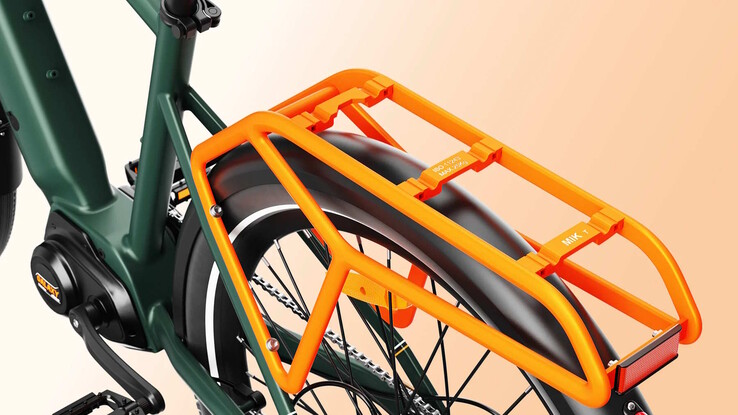 Der Gepäckträger ist speziell angepasst und setzt auch flächig auf (Bildquelle: Heybike)