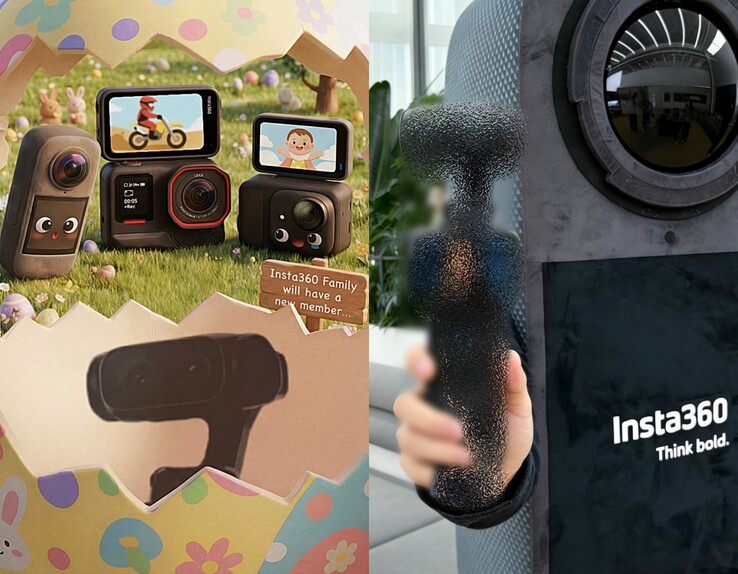 Insta360 mit zwei Kameras (links), Insta360-Teaserbild in voller Größe (rechts)