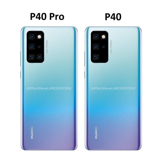 Die vermuteten Unterschiede zwischen Huawei P40 Pro (links) und P40 (rechts).