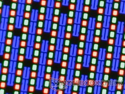 Scharfe RGB-Pixelstruktur unter der glänzenden Oberfläche