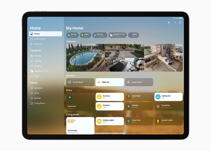 Das Apple iPad erhält mit iPadOS 16 eine neue Home-App, fungiert aber nicht mehr als HomeKit-Hub. (Bild: Apple)
