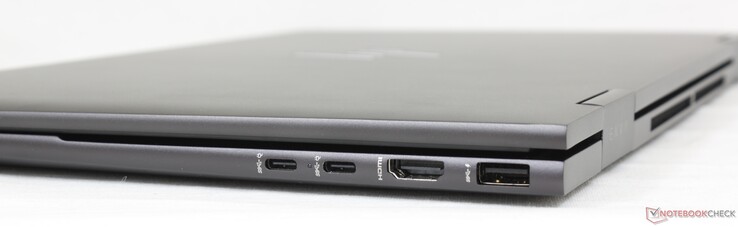 Rechts: 2x USB-C (10 Gbps) mit Power Delivery + DisplayPort 1.4, HDMI 2.1, USB-A (10 Gbps)