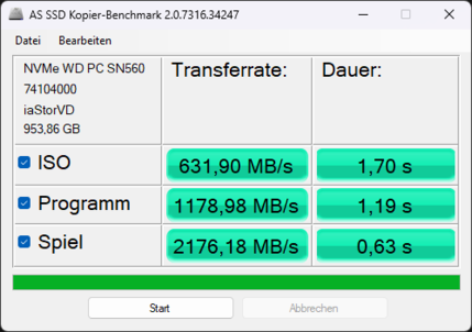 AS SSD Kopier-Benchmark