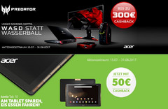Acer: Cashback für Gaming-Serien Predator &amp; Aspire sowie Iconia Tab 10