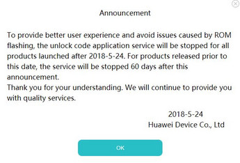 Ab morgen stellt Huawei das Bootloader-Unlock-Service ein.
