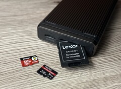 Im SD-Express-Schacht des Sandisk-Pro-Reader würden MicroSD-Express-Karten nur im UHS-I-Modus arbeiten. (Bildquelle: Andreas Sebayang/Notebookcheck.com)