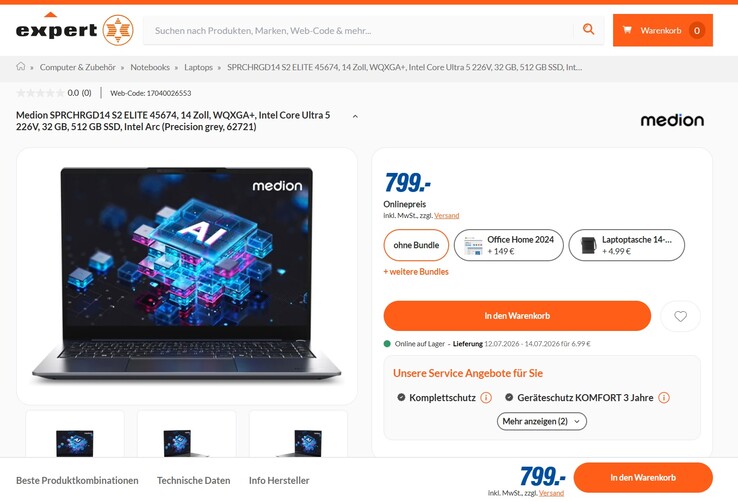Medion SPRCHRGD 14 S2 für 799 Euro.