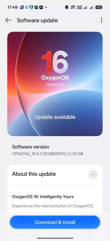 OxygenOS 16.0.7.201 OTA-Update für das OnePlus 15