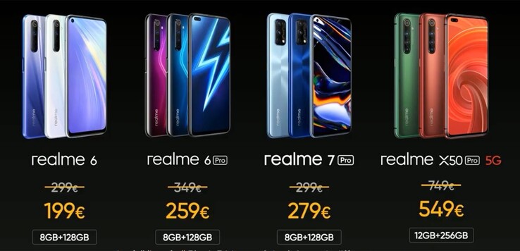 Die Mittelklasse-Smartphones von Realme gibts zum Black Friday um bis zu 200 Euro günstiger. (Bild: Realme)