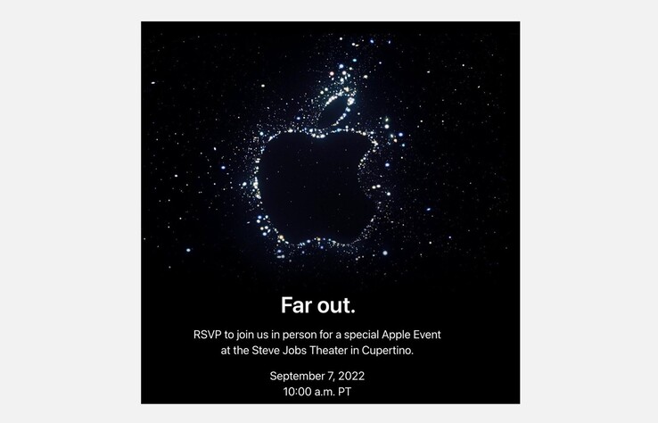 Die Sterne im Teaser-Bild sowie der Slogan "Far Out" könnten als Hinweise auf die Satelliten-Verbindung des iPhone 14 interpretiert werden. (Bild: Apple)