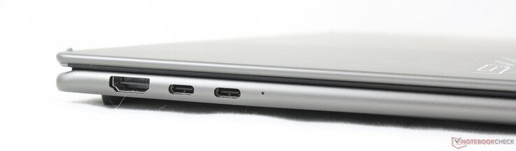 Links: HDMI 2.1, 2x USB-C Thunderbolt 4 mit DisplayPort + Power Delivery