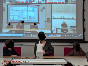 Selbst ganz hinten im Raum erkennt mich der Hub (rechts & oben auf der Leinwand)