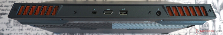 Rückseite: USB-C 3.2 Gen 2 inkl. DisplayPort, HDMI 2.1, USB-A 3.2 Gen 1, Energie