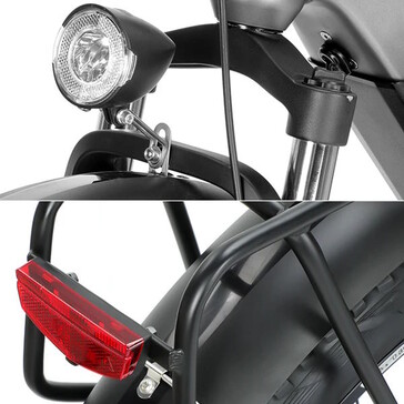 Eine Beleuchtung ist integriert, ebenso Schutzbleche und ein Gepäckträger (Bildquelle: PVY)