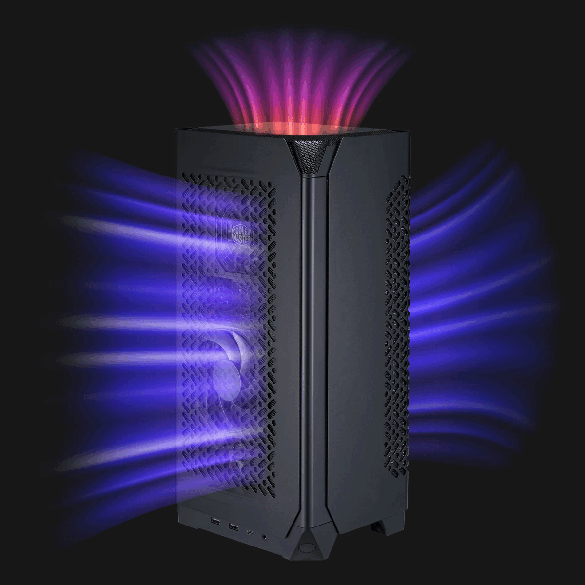 Cooler Master NCORE 100 Air Mini-ITX PC-Tower-Gehäuse, eloxiert Aluminium, 3 Schlitze, horizontale GPU-Halterung, kompatibel RX 7900 XTX|RTX 4090, kompatibel SFX-Netzteil, Luftkühler, 70 mm, USB Typ C
