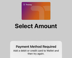 Ohne Südkoreanische Debit- oder Kreditkarte funktioniert Tmoney nicht per Apple Pay. (Bildquelle: Screesnhot)