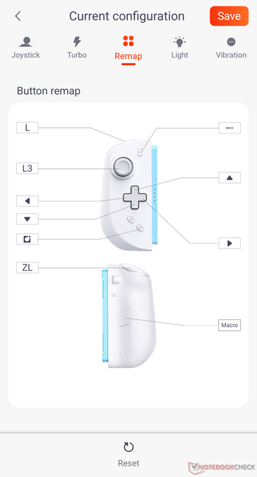 Die einzelnen Buttons (auch der jeweils zusätzliche Makrobutton hinten) werden per App eingerichtet.
