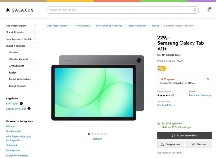 Samsung Galaxy Tab A11+ für 229 Euro.